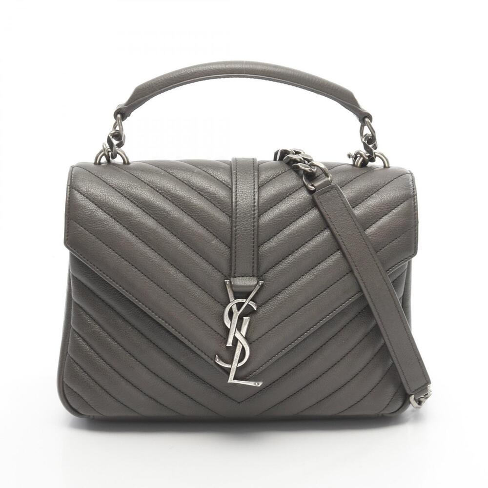 Saint Laurent Paris College Handbag Leather Gray